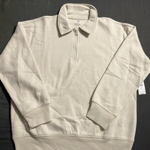 GAP Kids Cream Quarter-Zip Pullover Sweatshirt